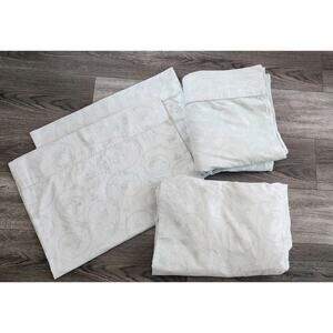 Sferra Celeste Green Jacquard Egyptian Cotton Queen Sheet Set 2 Pillowcases